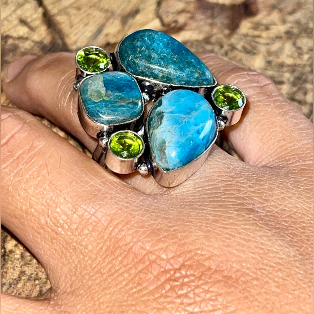 Blue Apatite Ring Size 8 1/2